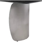 Table à manger rectangulaire en métal et pierre frittée avec base incurvée dorée L 180 cm x H 76 cm Blanc