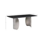 Table à manger rectangulaire en métal et pierre frittée avec base incurvée dorée L 180 cm x H 76 cm Blanc
