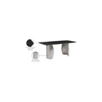 Table à manger rectangulaire en métal et pierre frittée avec base incurvée dorée L 180 cm x H 76 cm Blanc