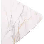 Table à manger rectangulaire en métal et pierre frittée avec base incurvée dorée L 180 cm x H 76 cm Blanc