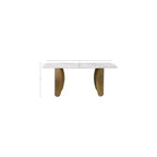 Table à manger rectangulaire en métal et pierre frittée avec base incurvée dorée L 180 cm x H 76 cm Blanc