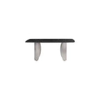 Table à manger rectangulaire en métal et pierre frittée avec base incurvée dorée L 180 cm x H 76 cm Blanc