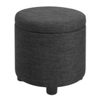 Pouffe de rangement rond en bois et similicuir avec plateau de couvercle réversible 56 cm (22") L x 41 cm (16") H Gris anthracite