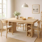 Table à manger rectangulaire en bois et MDF avec rangement ouvert double face 160 cm (L) x 75,4 cm (H) Marron