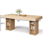 Table à manger rectangulaire en bois et MDF avec rangement ouvert double face 160 cm (L) x 75,4 cm (H) Marron