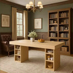 Table à manger rectangulaire en bois et MDF avec rangement ouvert double face 160 cm (L) x 75,4 cm (H) Marron