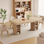 Table à manger rectangulaire en bois et MDF avec rangement ouvert double face 160 cm (L) x 75,4 cm (H) Marron