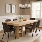 Table à manger rectangulaire en bois et MDF avec rangement ouvert double face 160 cm (L) x 75,4 cm (H) Marron