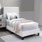 Royal Hampton Transitional Style Leatherette Queen Bed with Padded Headboard, White