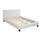 Lit Queen en bois de peuplier et MDF avec tête de lit capitonnée en similicuir 43''H x 83''W Blanc