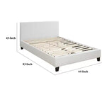 Lit Queen en bois de peuplier et MDF avec tête de lit capitonnée en similicuir 43''H x 83''W Blanc