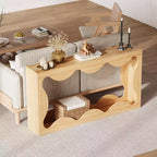 Console en bois composite avec rebord en forme d'éventail et étagère inférieure 160 cm (L) x 85,6 cm (H) Marron