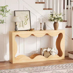 Console en bois composite avec rebord en forme d'éventail et étagère inférieure 160 cm (L) x 85,6 cm (H) Marron