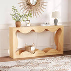Console en bois composite avec rebord en forme d'éventail et étagère inférieure 160 cm (L) x 85,6 cm (H) Marron
