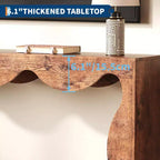 Console en bois composite avec rebord en forme d'éventail et étagère inférieure 160 cm (L) x 85,6 cm (H) Marron