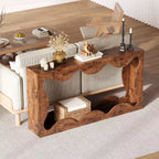 Console en bois composite avec rebord en forme d'éventail et étagère inférieure 160 cm (L) x 85,6 cm (H) Marron