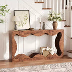Console en bois composite avec rebord en forme d'éventail et étagère inférieure 160 cm (L) x 85,6 cm (H) Marron