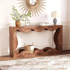 Console en bois composite avec rebord en forme d'éventail et étagère inférieure 160 cm (L) x 85,6 cm (H) Marron