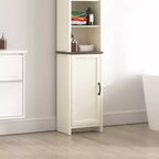 Meuble haut de salle de bain en bois avec étagères ouvertes et porte inférieure 39,6 cm (L) x 161,8 cm (H) Ivoire