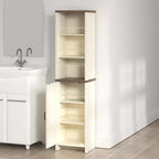 Meuble haut de salle de bain en bois avec étagères ouvertes et porte inférieure 39,6 cm (L) x 161,8 cm (H) Ivoire