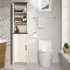 Meuble haut de salle de bain en bois avec étagères ouvertes et porte inférieure 39,6 cm (L) x 161,8 cm (H) Ivoire