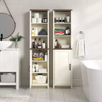 Meuble haut de salle de bain en bois avec étagères ouvertes et porte inférieure 39,6 cm (L) x 161,8 cm (H) Ivoire