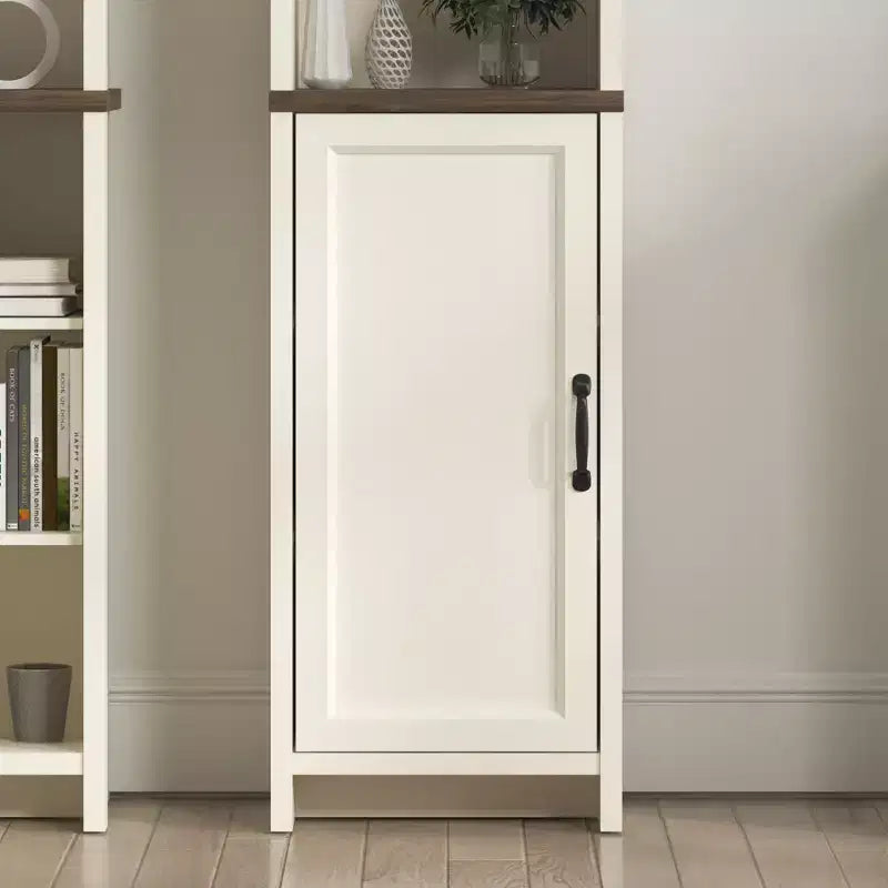 Meuble haut de salle de bain en bois avec étagères ouvertes et porte inférieure 39,6 cm (L) x 161,8 cm (H) Ivoire