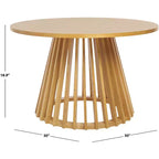 Table basse ronde en hévéa, plateau plaqué