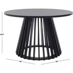 Table basse ronde en hévéa, plateau plaqué