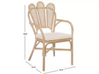 Fauteuil en Bois et Rotin avec Coussin en Coton 54 cm L x 84 cm H Effet Bois Blanchi