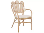 Fauteuil en Bois et Rotin avec Coussin en Coton 54 cm L x 84 cm H Effet Bois Blanchi
