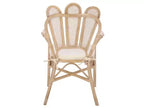 Fauteuil en Bois et Rotin avec Coussin en Coton 54 cm L x 84 cm H Effet Bois Blanchi