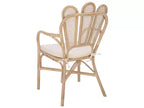 Fauteuil en Bois et Rotin avec Coussin en Coton 54 cm L x 84 cm H Effet Bois Blanchi