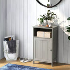 Meuble de salle de bain en MDF avec porte unique et étagère réglable 16''L x 27.5''H Blanc/Gris