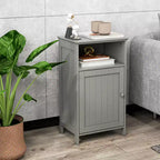 Meuble de salle de bain en MDF avec porte unique et étagère réglable 16''L x 27.5''H Blanc/Gris