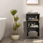 Meuble de salle de bain en MDF avec porte unique et étagère réglable 16''L x 27.5''H Blanc/Gris