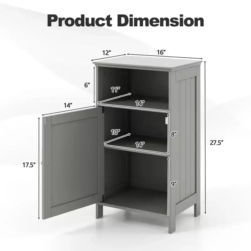 Meuble de salle de bain en MDF avec porte unique et étagère réglable 16''L x 27.5''H Blanc/Gris