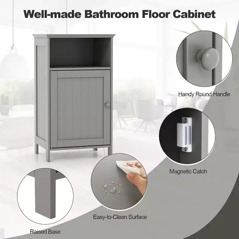 Meuble de salle de bain en MDF avec porte unique et étagère réglable 16''L x 27.5''H Blanc/Gris