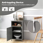 Meuble de salle de bain en MDF avec porte unique et étagère réglable 16''L x 27.5''H Blanc/Gris