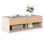 Costway Home Coffee Table w/ 2 Drawers & 2 Storage Shelf Rectangle Table Cocktail Table