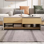 Table basse en aggloméré avec 2 tiroirs et 2 étagères ouvertes 43''L x 15''H Gris