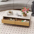 Table basse en aggloméré avec 2 tiroirs et 2 étagères ouvertes 43''L x 15''H Gris