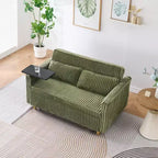 Canapé-lit convertible bois et velours côtelé avec plateau mobile et port USB 137,5 cm L x 76 cm H