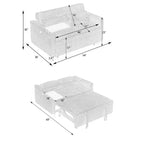 Canapé-lit convertible bois et velours côtelé avec plateau mobile et port USB 137,5 cm L x 76 cm H