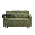 Canapé-lit convertible bois et velours côtelé avec plateau mobile et port USB 137,5 cm L x 76 cm H