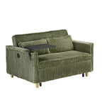 Canapé-lit convertible bois et velours côtelé avec plateau mobile et port USB 137,5 cm L x 76 cm H