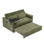 Canapé-lit convertible bois et velours côtelé avec plateau mobile et port USB 137,5 cm L x 76 cm H