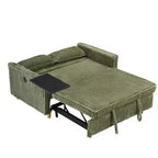 Canapé-lit convertible bois et velours côtelé avec plateau mobile et port USB 137,5 cm L x 76 cm H