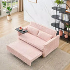 Canapé-lit convertible bois et velours côtelé avec plateau mobile et port USB 137,5 cm L x 76 cm H