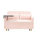 Canapé-lit convertible bois et velours côtelé avec plateau mobile et port USB 137,5 cm L x 76 cm H